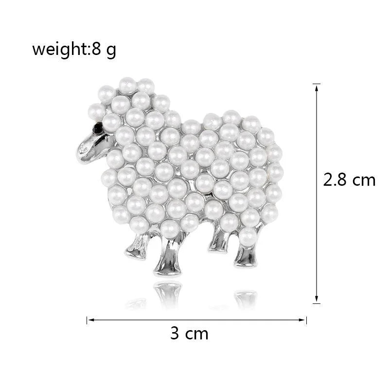 Cute Pearl Sheep Brooch Gold Tone Alloy Animal Lapel Pin Elegant Cardigan Corsage Suit Accessory Gift