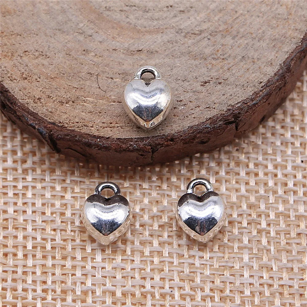 7x9mm 1g Multicolor Zinc Alloy Small Heart Charm Pendant for DIY Bracelet Necklace Jewelry
