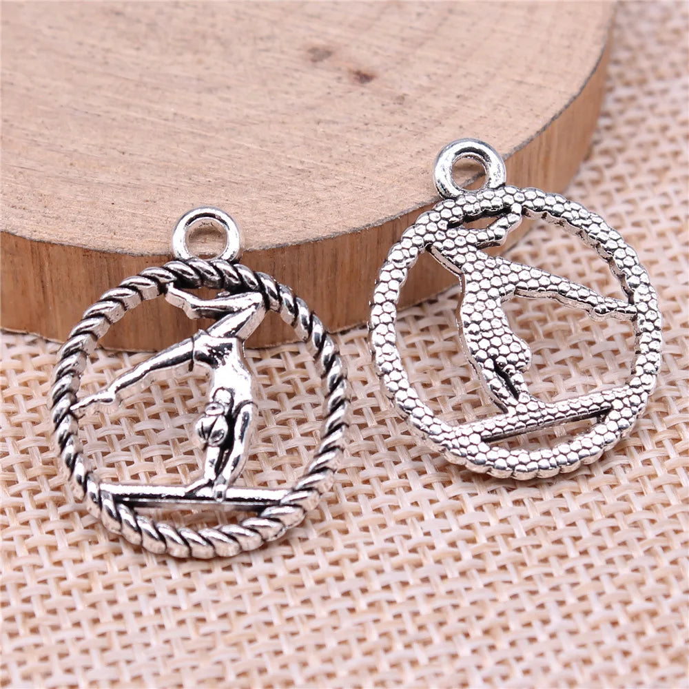 24x20mm 2.41g Multicolor Zinc Alloy Gymnastics Charm Pendant for DIY Sports Necklace Bracelet Making