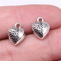 12x10mm 1.7g Antique Silver Zinc Alloy 3D Heart Charm Pendant for DIY Necklace Bracelet Making