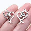 26x18mm 1.65g Antique Silver Zinc Alloy Snake Heart Charm Pendant for DIY Necklace Bracelet Making