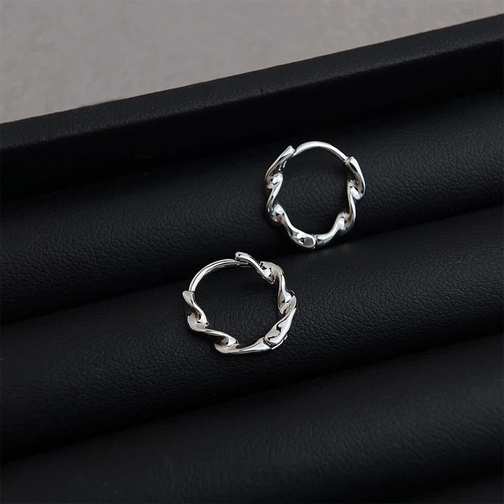 14K Gold Plated Copper Round Geometric Twist Drop Earrings Minimalist Cool Style Jewelry