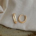 White Oval Crushed Shell Drop Earrings Copper Enamel Hoop Minimalist Korean Style Jewelry