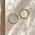 Luxury Geometric Metal Hoop Earrings With Textured Pattern Statement Style