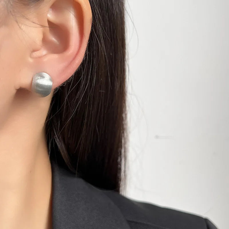 Elegant Brushed Alloy Gold Bean Swirl Stud & Clip On No Piercing Minimalist Fashion Earrings