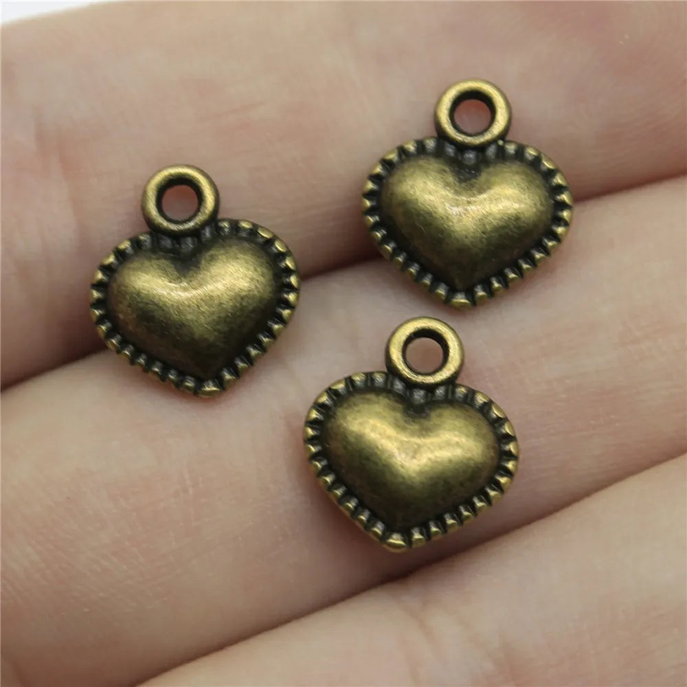 13x11mm 1.5g Multicolor Zinc Alloy Heart Charm Pendant for DIY Handmade Bracelet Necklace Making