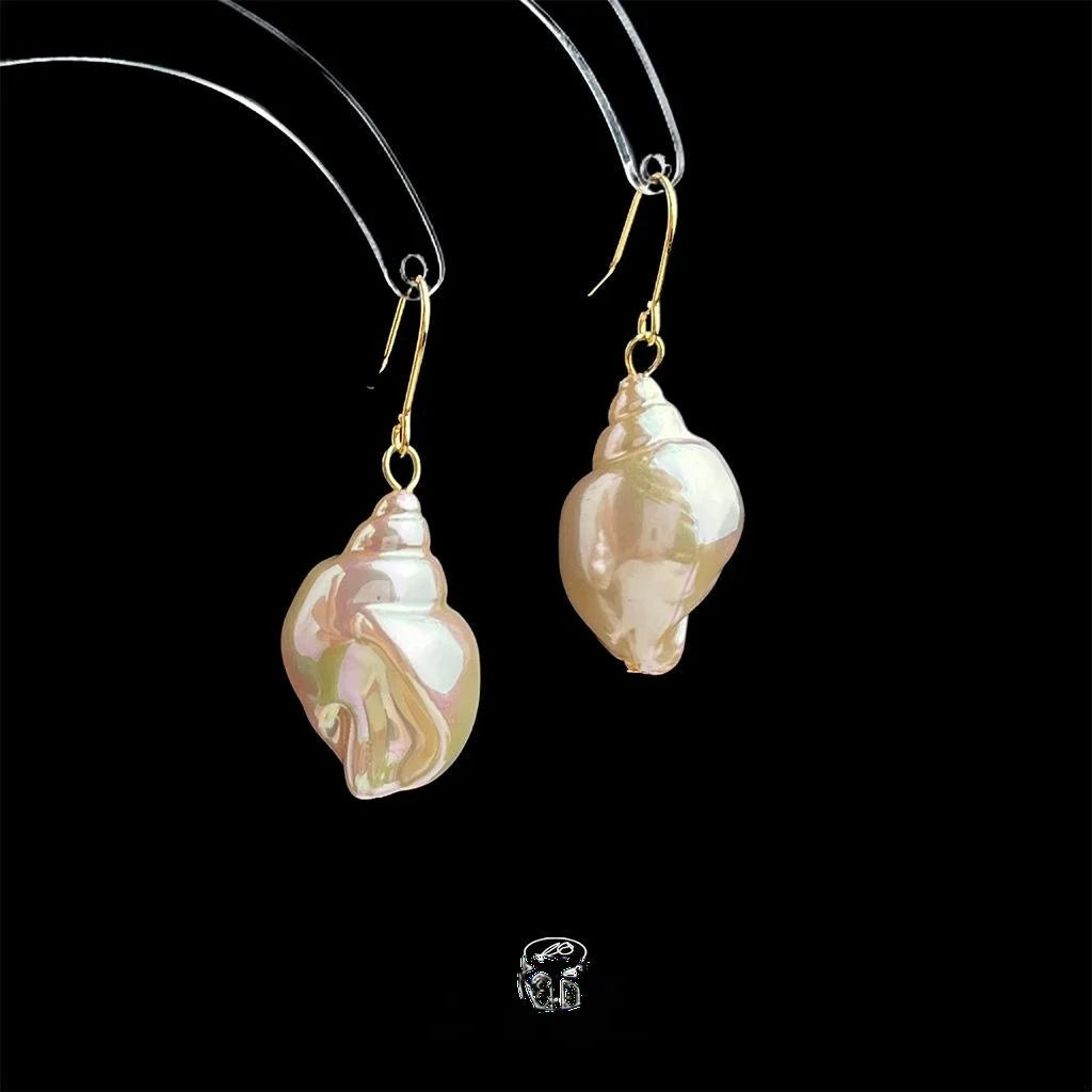 Light Luxury Resin Conch Shell Drop Earrings For Women Beach Vacation Geometric Jewelry