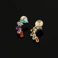Elegant Geometric Rainbow Baguette Zircon Ear Crawler Stud & Clip On No Piercing Colorful Alloy Earrings