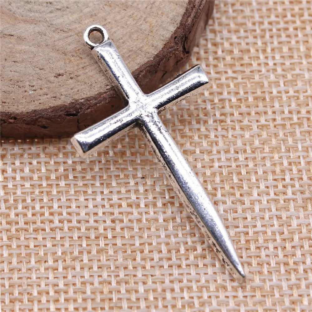 46x24mm 2.3g Antique Silver Zinc Alloy Cross Charm Pendant for DIY Bracelet Necklace Jewelry Making