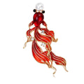 Elegant Red Enamel Koi Goldfish Brooch With Pearl And Rhinestone Accents, Luxury Lapel Pin Gift