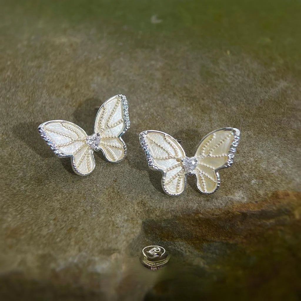 Elegant Sweet Forest Style Zircon Butterfly Drop Earrings Copper