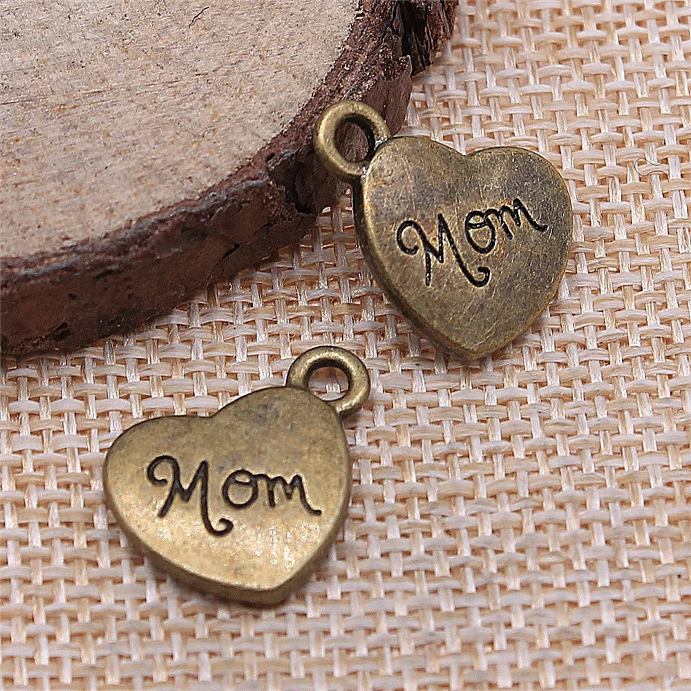 15x18mm 2.8g Multicolor zinc alloy MOM Heart charm pendant for DIY necklace bracelet making
