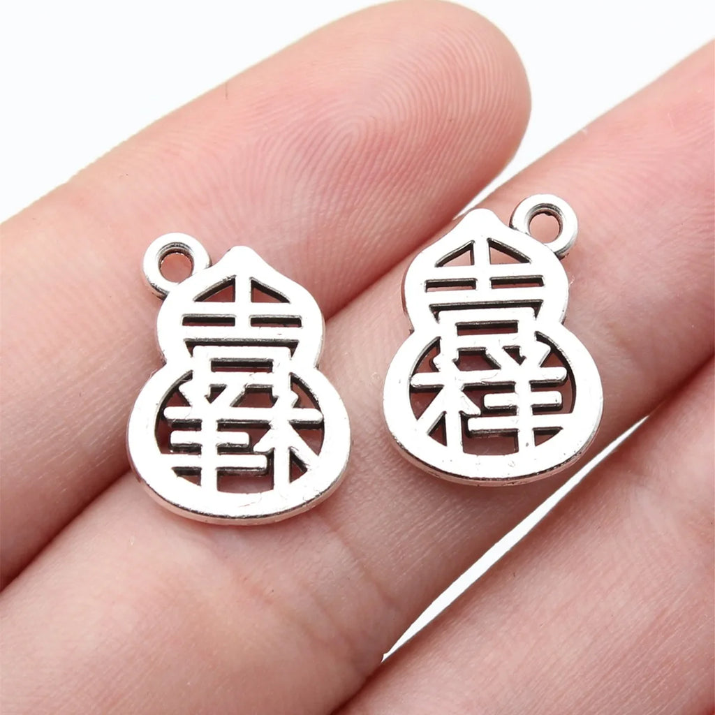 17x13mm 1.3g Antique Silver Zinc Alloy Lucky Gourd Charm Pendant for Handmade DIY Jewelry