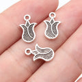 14x8.6mm 0.37g Antique Silver Zinc Alloy Flower Charm Pendant for Necklace Bracelet DIY Jewelry