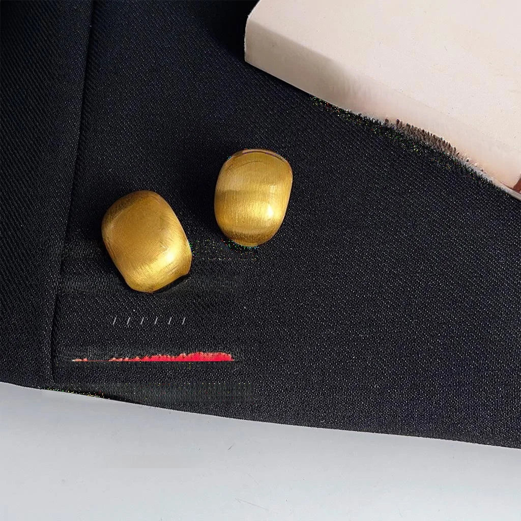 Light Luxury 14K Plated Copper Oval Geometric Stud Earrings With Matte Brushed Finish