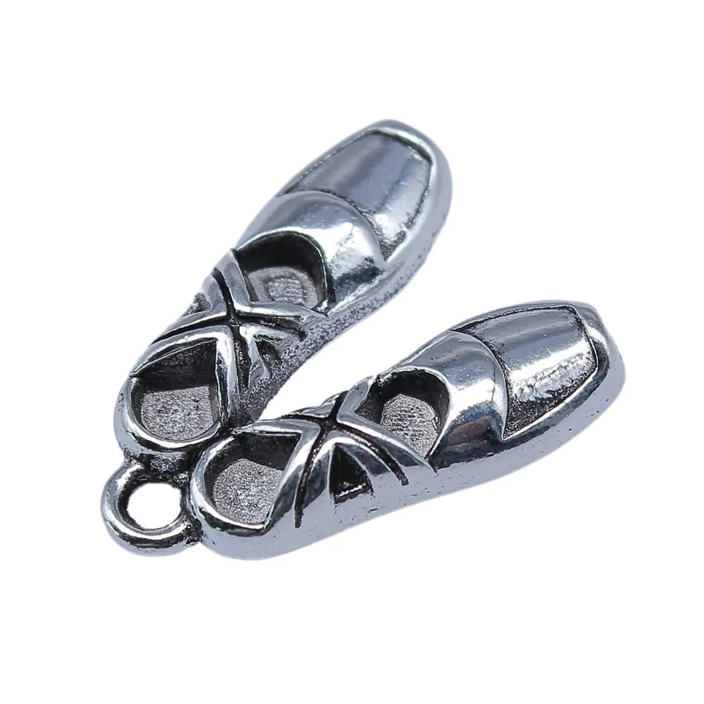 16x20mm 2.5g Multicolor Zinc Alloy Ballet Shoes Charm Pendant for Dance Theme DIY Jewelry Making