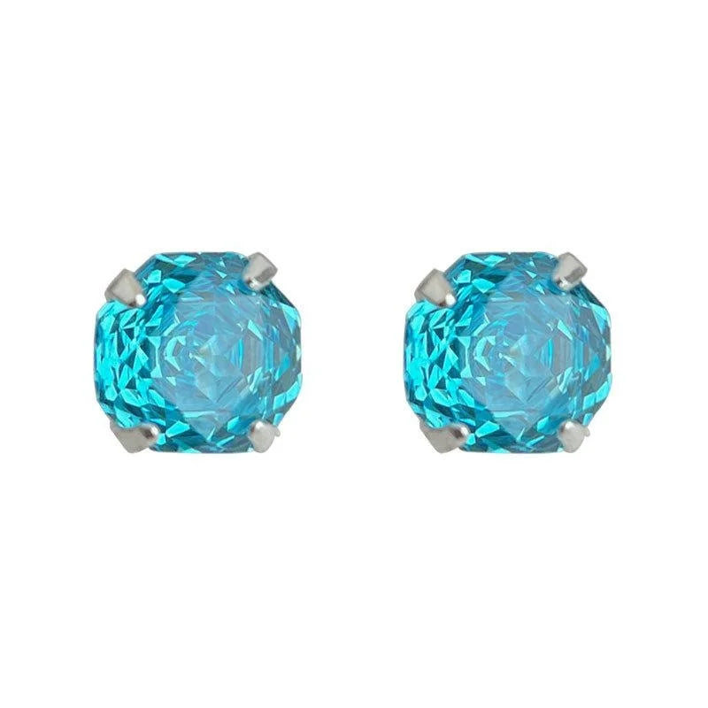 Light Luxury S925 Sterling Silver Geometric Octagon Rose Cut Zircon Stud Earrings For Women