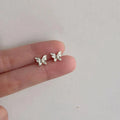 Copper Butterfly Stud Earrings Micro Pave Zircon Mini Fresh Simple Daily Jewelry