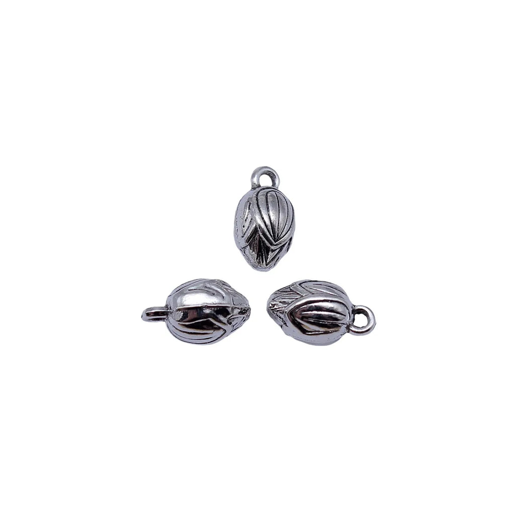 11x6.4x6.4mm 1.25g Antique Silver Zinc Alloy 3D Lotus Charm Pendant for Necklace Bracelet DIY Jewelry