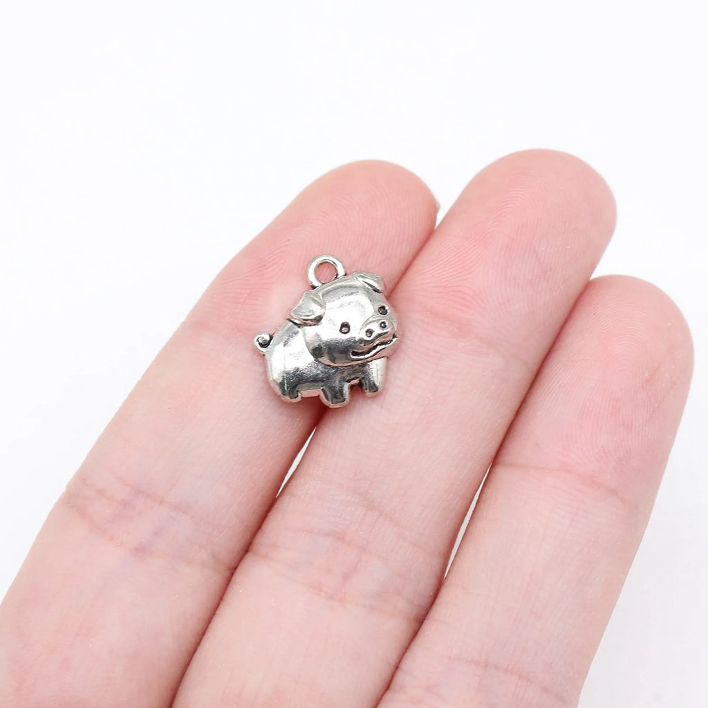 14x13mm 0.67g Antique Silver Zinc Alloy Pig Charm Pendant for DIY Bracelet Necklace Jewelry Making