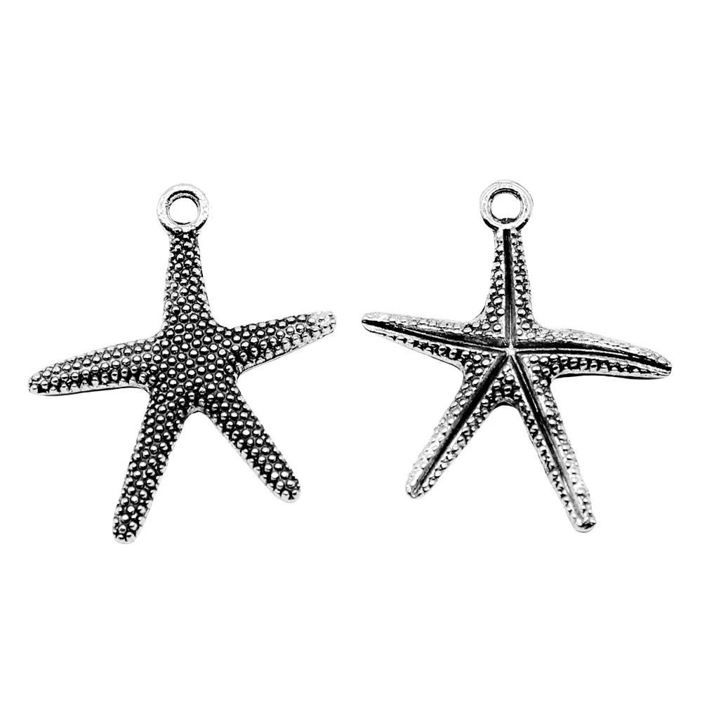 26x22mm 1.4g Multicolor Zinc Alloy Starfish Charm Pendant for DIY Bracelet Necklace Making