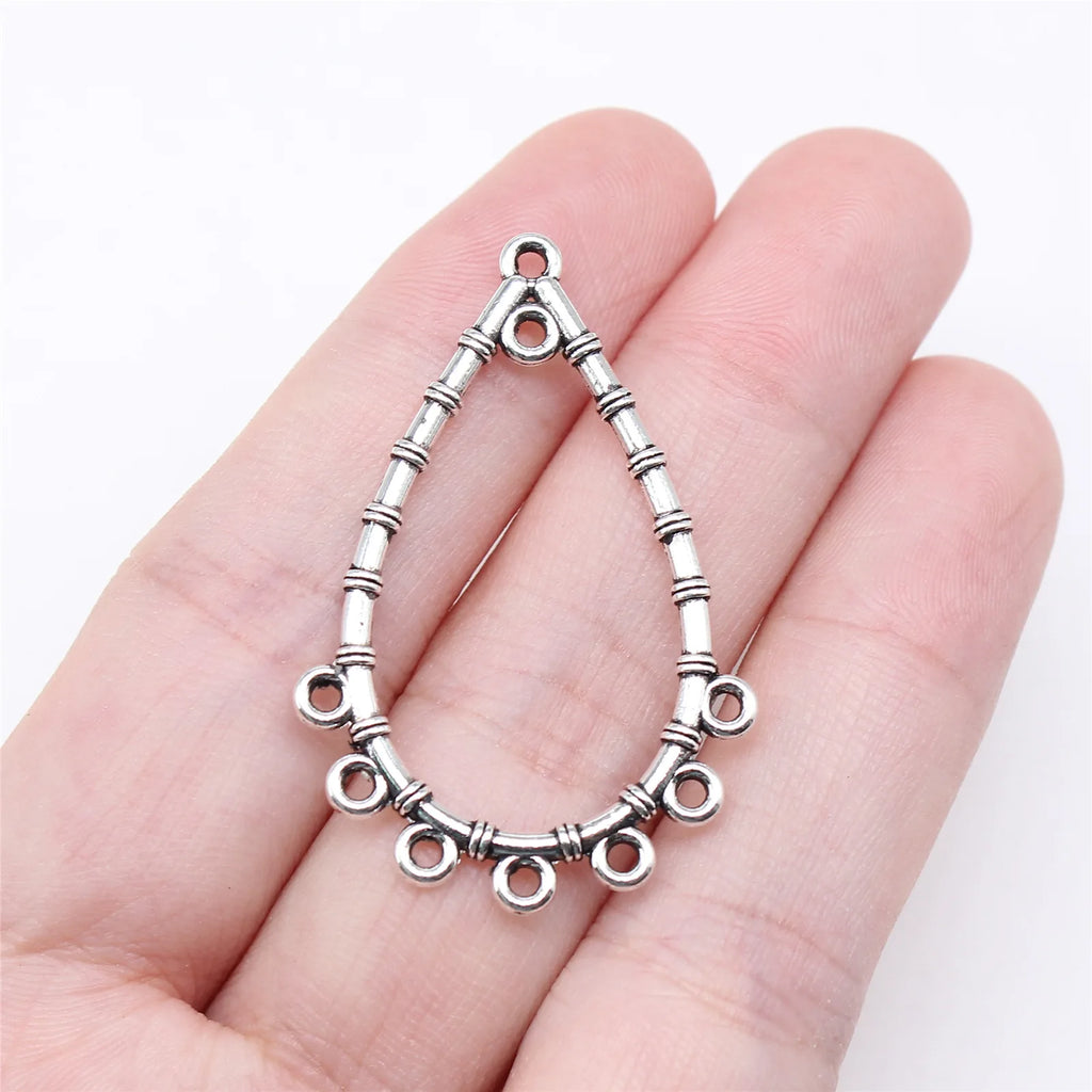 39x26mm 1.8g Multicolor Zinc Alloy Teardrop Earring Connector Charms for DIY Earrings Jewelry Making