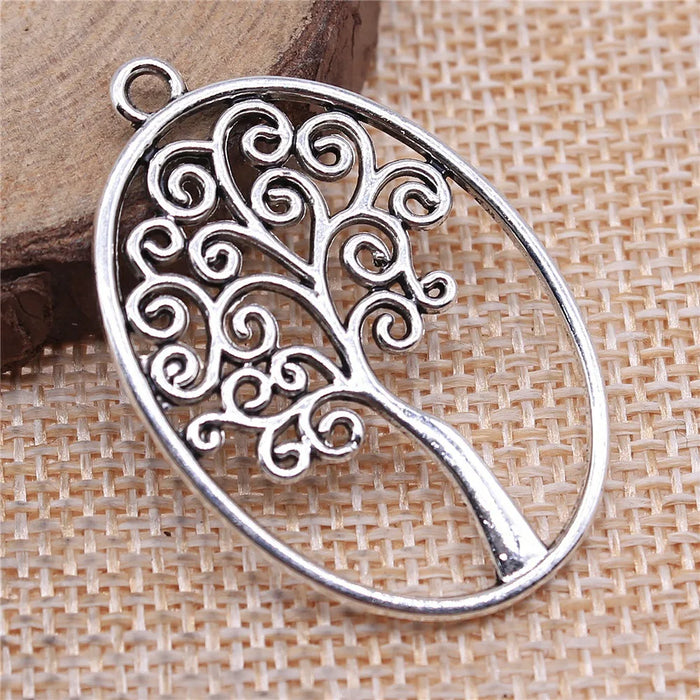 40x27mm 3.7g Multicolor Zinc Alloy Oval Tree of Life Round Charm Pendant for DIY Jewelry Making