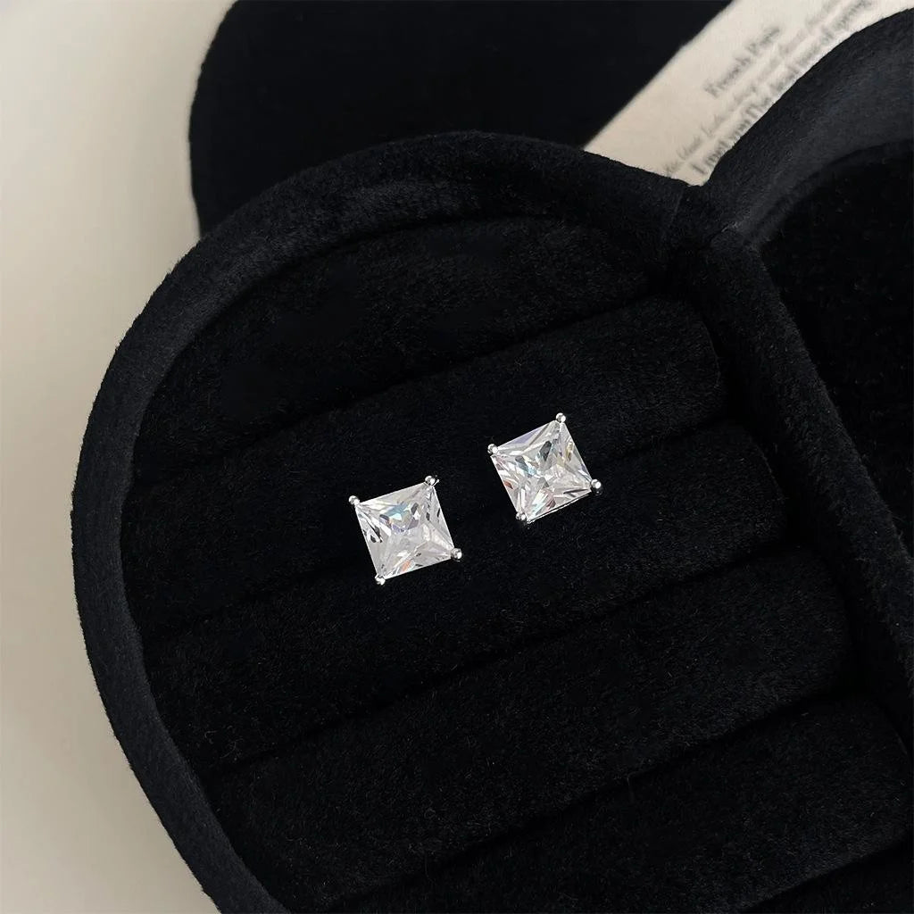 Light Luxury Micro Pave Zircon Copper Drop Earrings Geometric Heart Floral Design