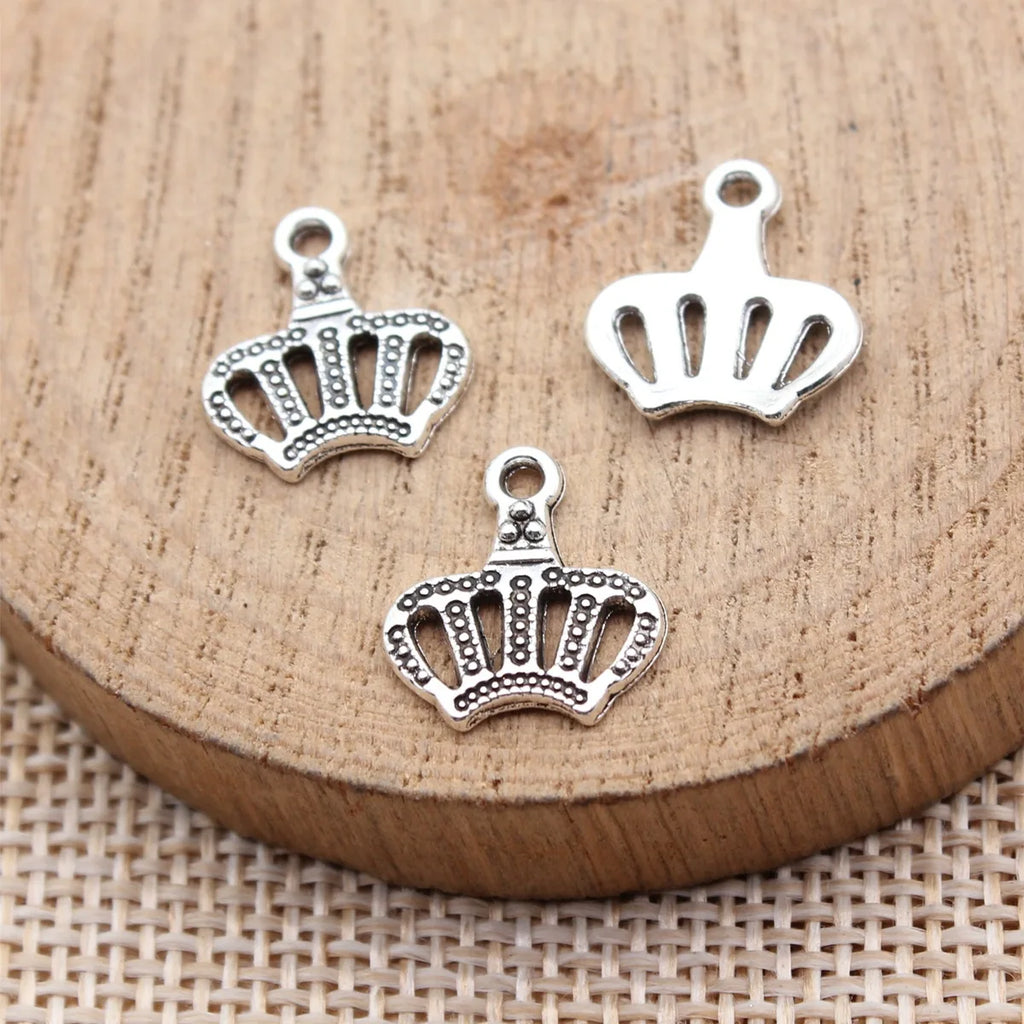 14x13mm 0.55g Antique Silver Zinc Alloy Crown Charm Pendant for DIY Necklace Bracelet Jewelry Making