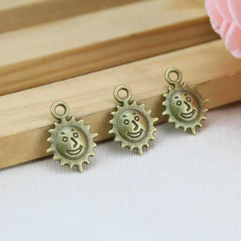 12MM Zinc Alloy Sun Charm Pendant for DIY Necklace Bracelet Jewelry Making