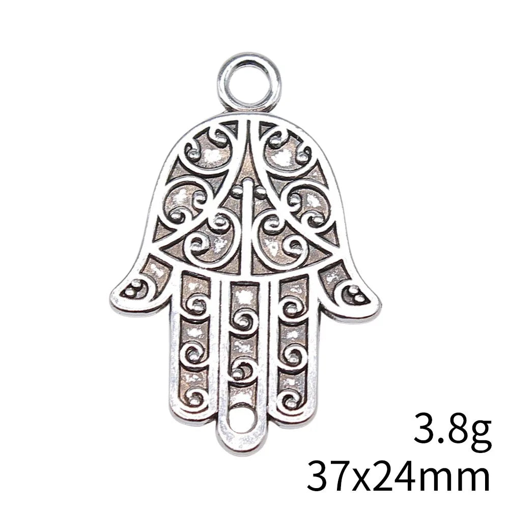 37x24mm 3.8g Antique Silver Zinc Alloy Hand Palm Connector Charm Pendant for DIY Clothing Jewelry