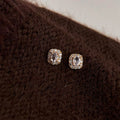 Mini Micro Pave Zircon Square Geometric Copper Stud Earrings Minimalist Fashion Jewelry