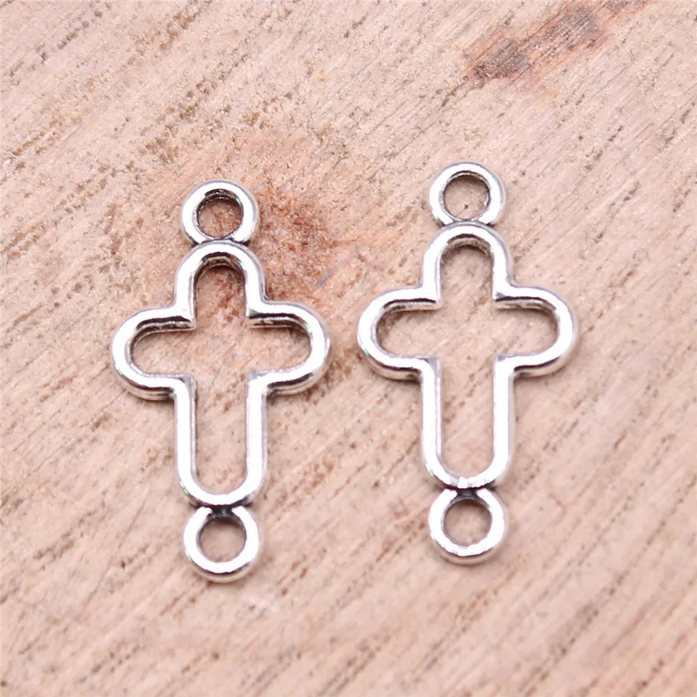 20x11mm 0.47g Multi Color Zinc Alloy Hollow Cross Connector Charm Pendant for DIY Bracelet Necklace Making