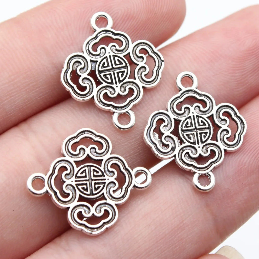 20x17mm 0.76g Antique Silver Zinc Alloy Chinese Pattern Connector Charm for DIY Bracelet Jewelry Making