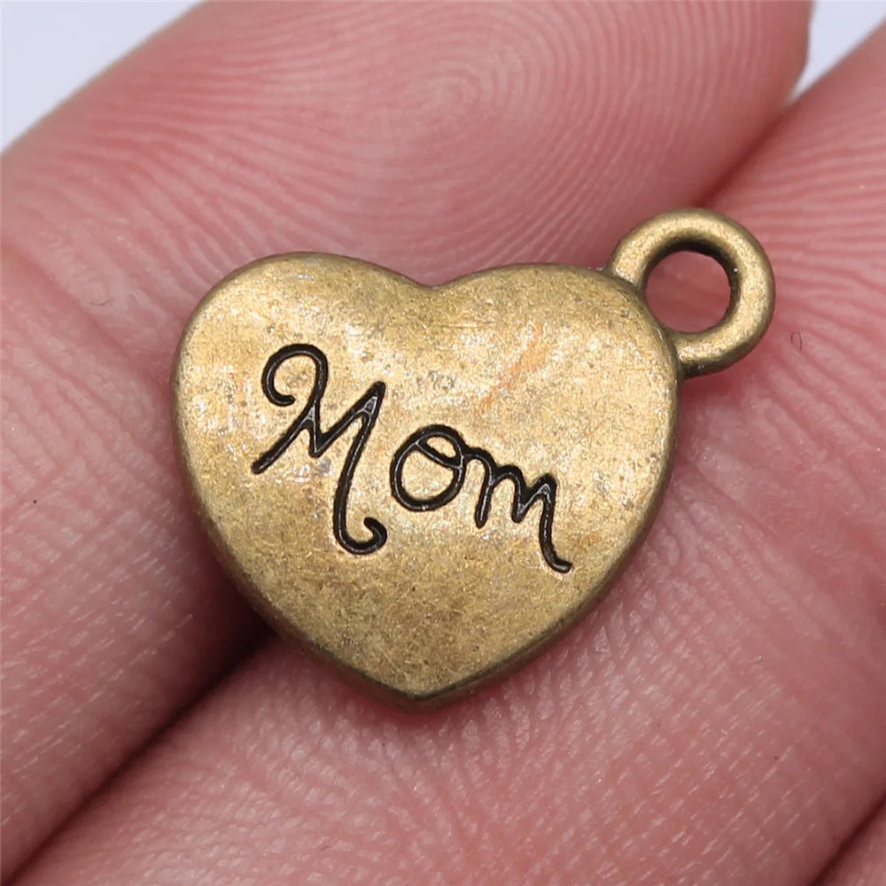 15x18mm 2.8g Multicolor zinc alloy MOM Heart charm pendant for DIY necklace bracelet making