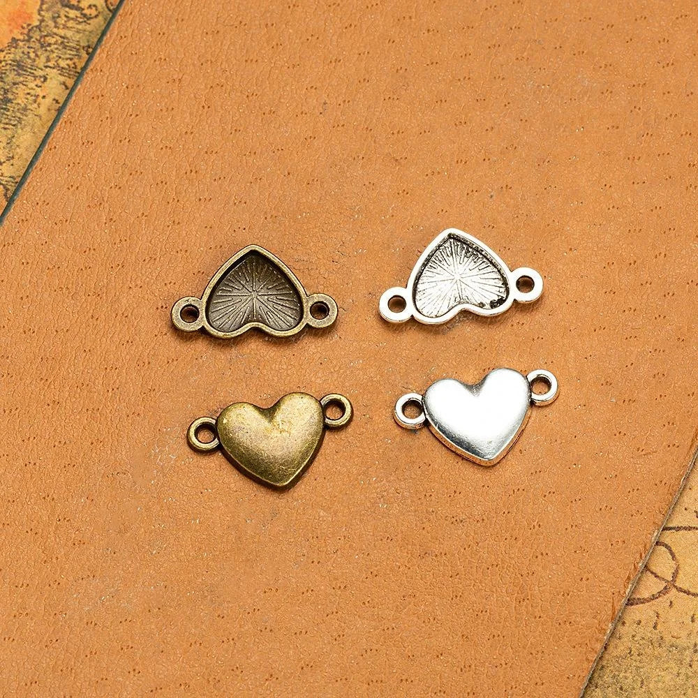 17x10MM Antique Silver Zinc Alloy Heart Charm Pendant for DIY Necklace Bracelet Jewelry Making