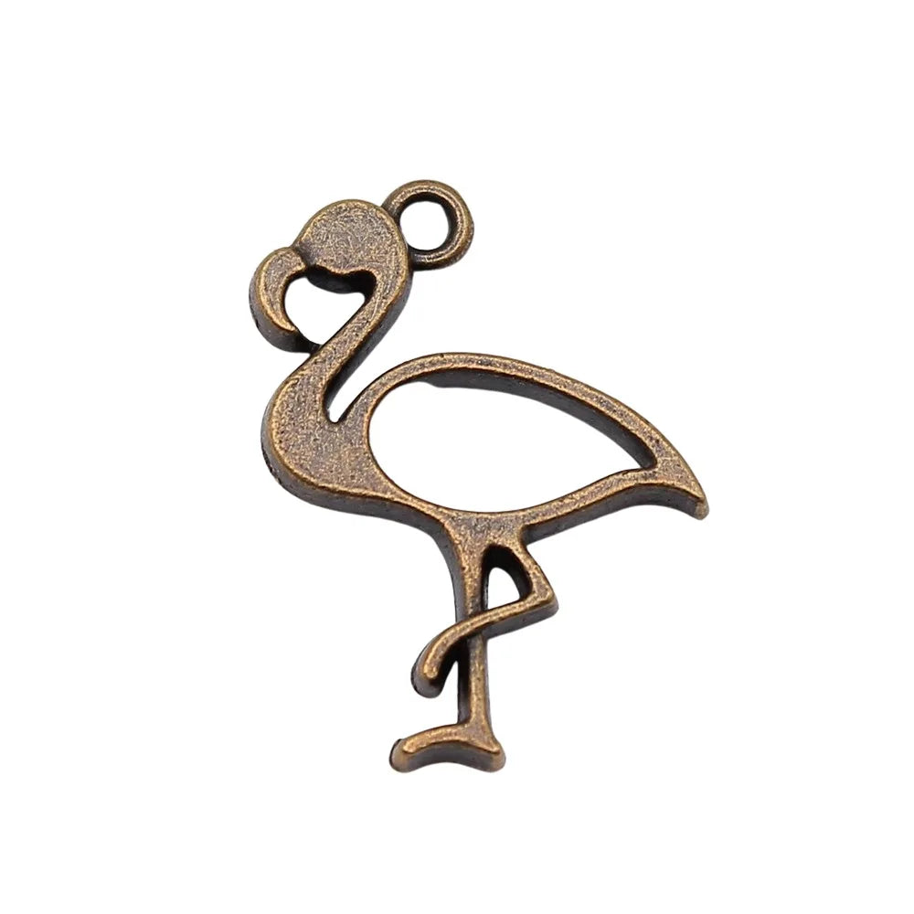 20x24mm 1.5g Multicolor Zinc Alloy Flamingo Bird Charm Pendant for DIY Necklace Bracelet Making