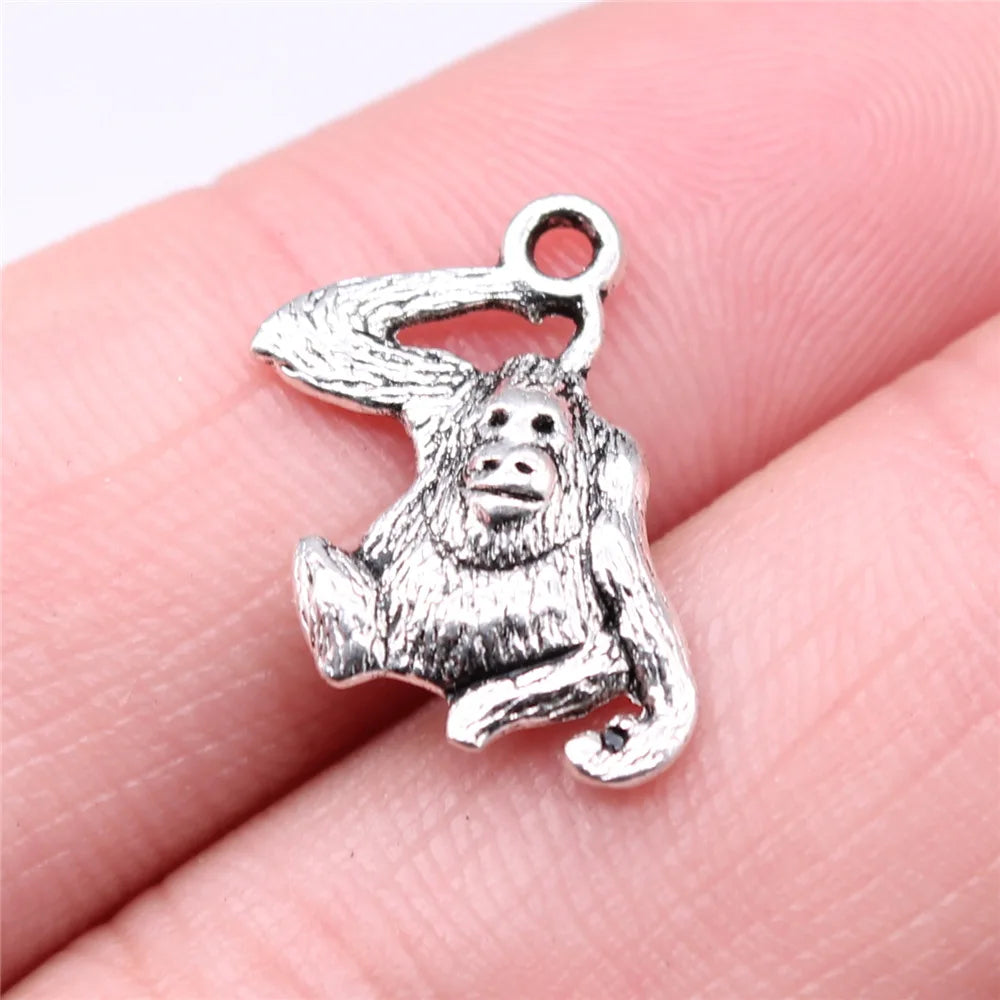 14x9mm 1g Antique Silver Zinc Alloy Monkey Charm Pendant for DIY Necklace Bracelet Jewelry Making