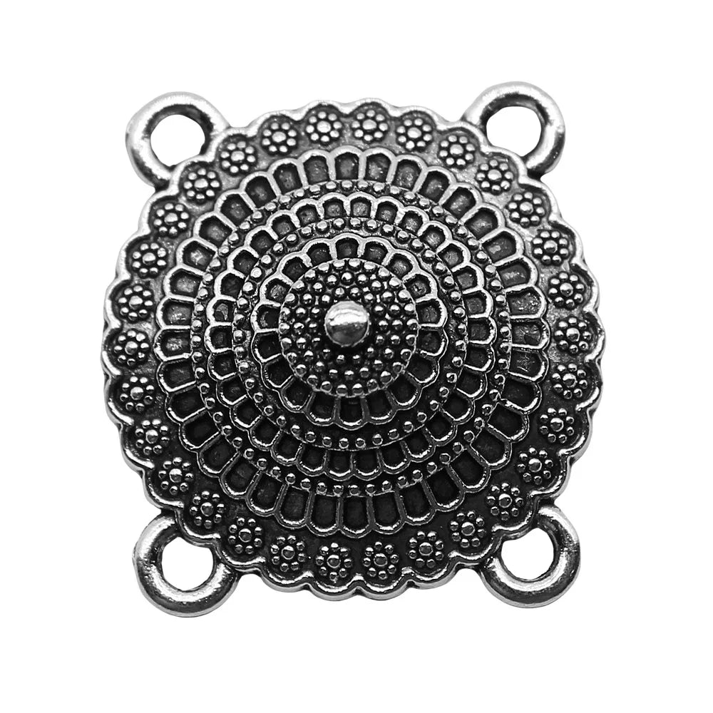 21x22mm 2.3g Antique Silver Zinc Alloy Four Hole Body Chain Connector Charm for Waist Chain Jewelry