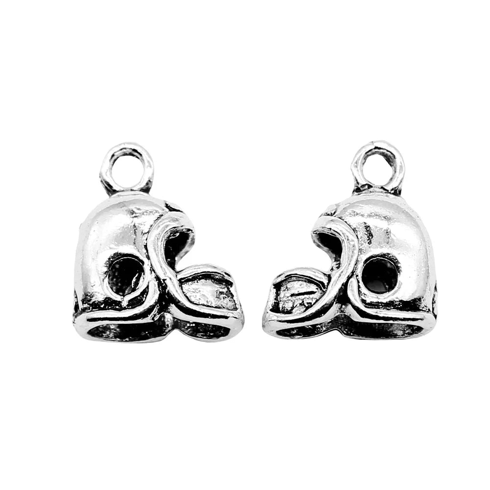 13x12mm 1.4g Antique Silver Zinc Alloy Football Helmet Charm Pendant for DIY Sports Jewelry Making