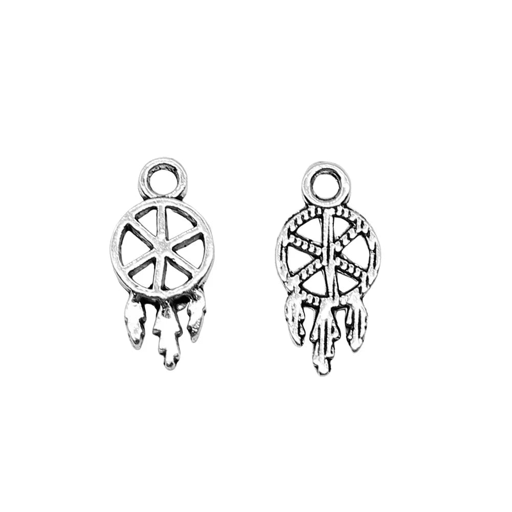 7x15mm 0.3g Antique Silver Zinc Alloy Dreamcatcher Charm Pendant for DIY Necklace Bracelet Making