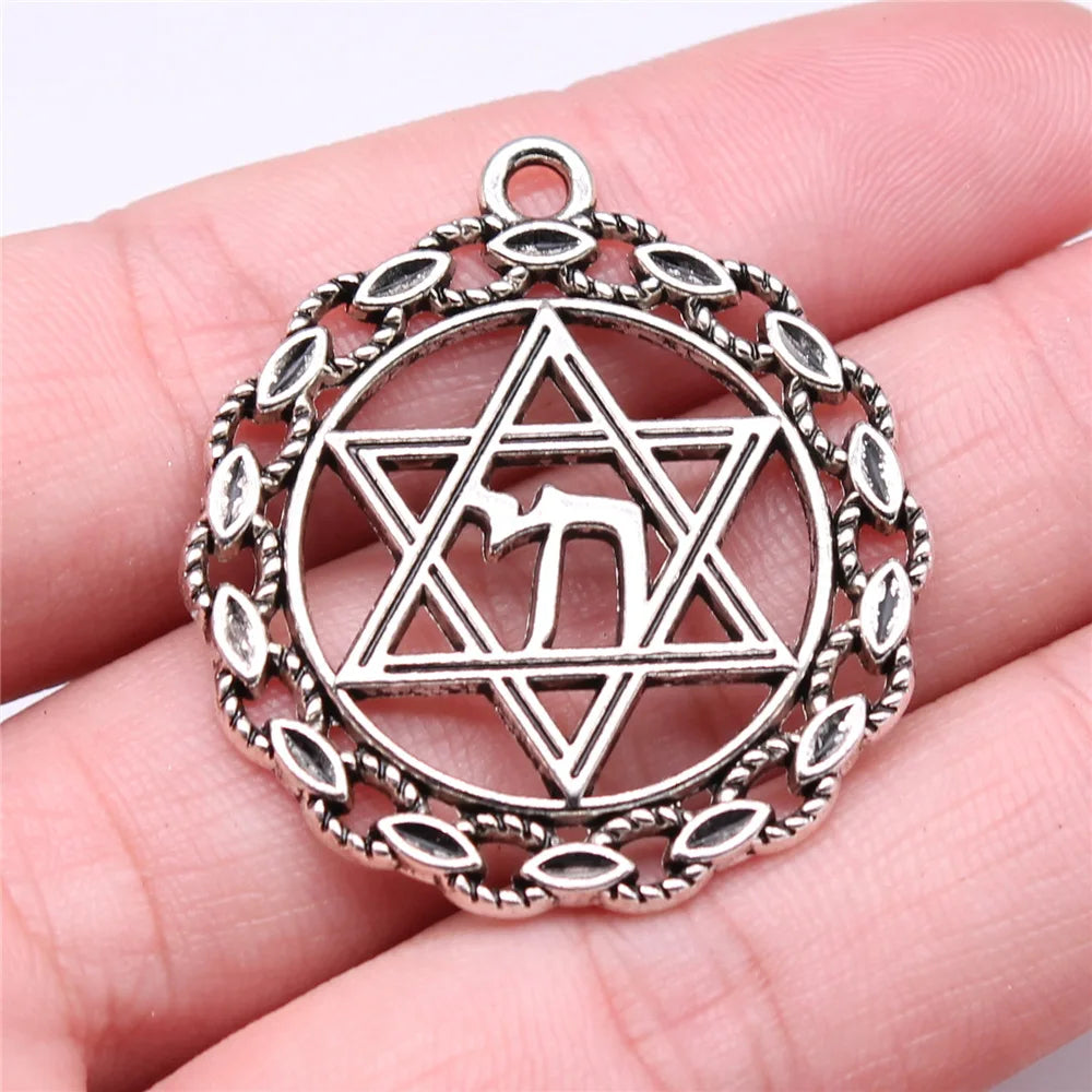 38x35mm 5.6g Multicolor Zinc Alloy Hexagram Star Charm Pendant for Necklace Bracelet Making