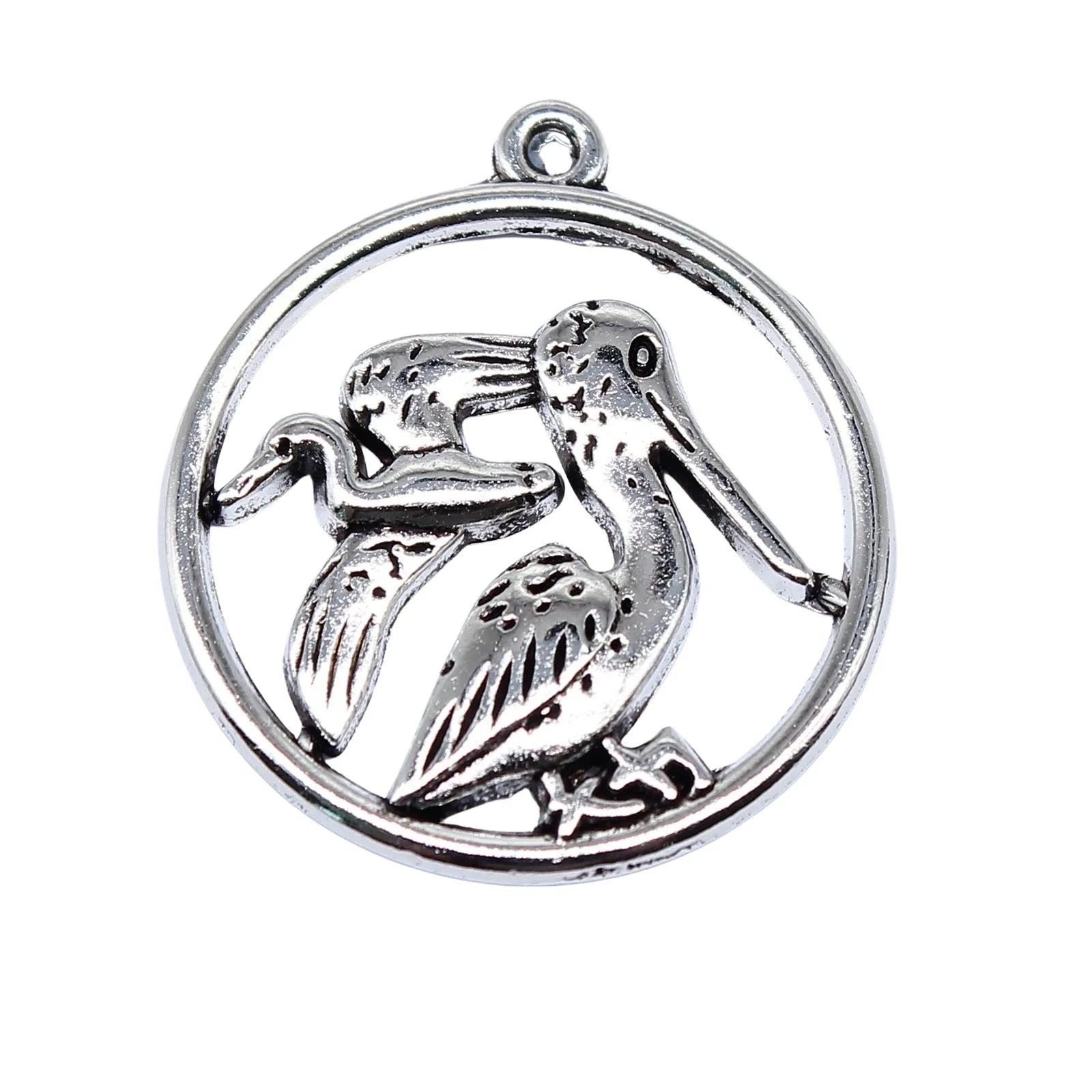 25x22mm 1.8g Antique Silver Zinc Alloy Pelican Bird Charm Pendant for DIY Necklace Bracelet Making