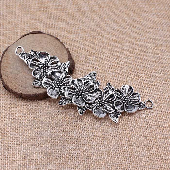 113mm 16.7g Multicolor Zinc Alloy Flower Connector Charm for DIY Bracelet Necklace Jewelry Making
