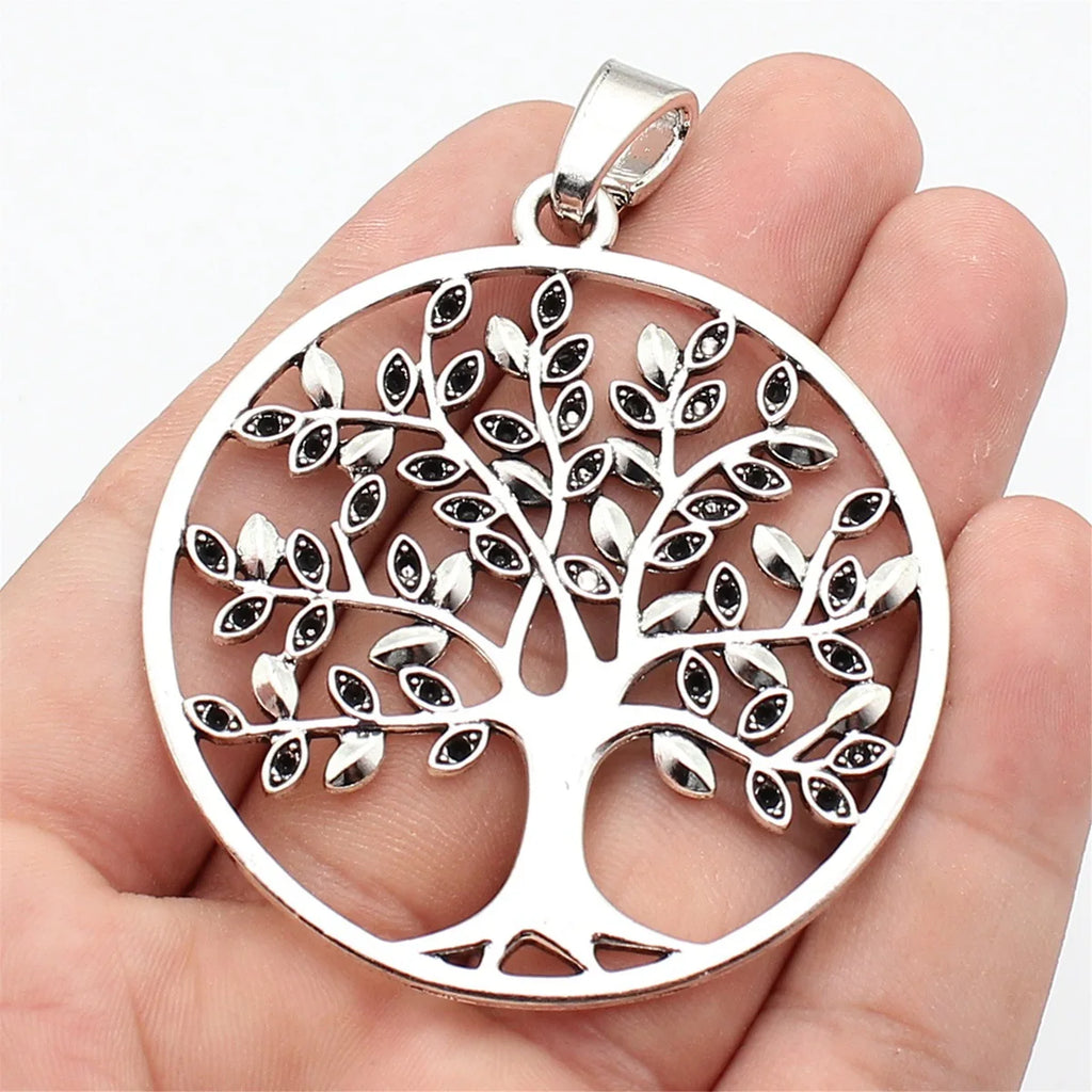 76x60mm 16.7g Antique Silver Zinc Alloy Round Tree Charm Pendant for DIY Necklace Jewelry Making