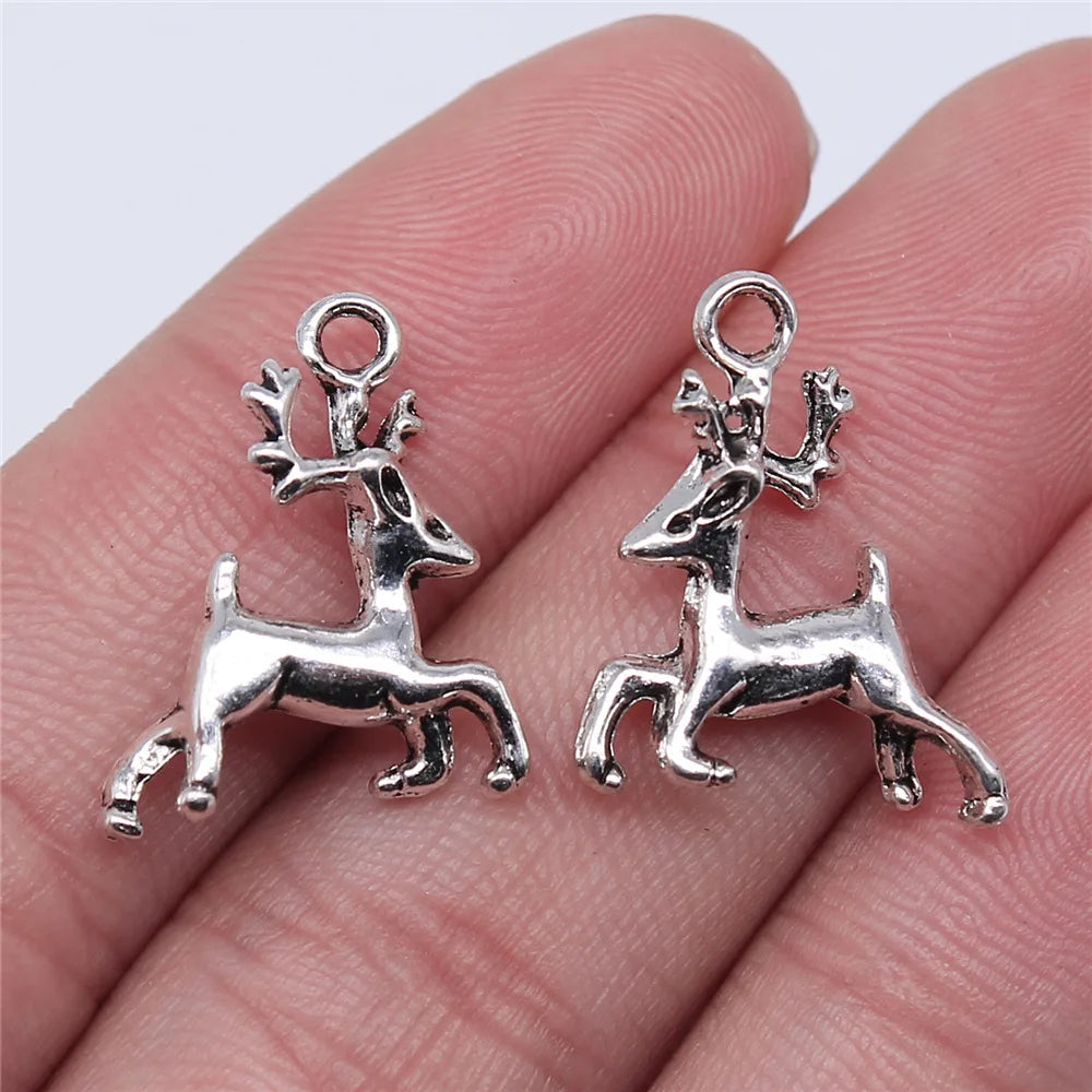 20x17mm 1.6g Antique Silver Zinc Alloy Christmas Deer Charm Pendant for DIY Holiday Jewelry Making