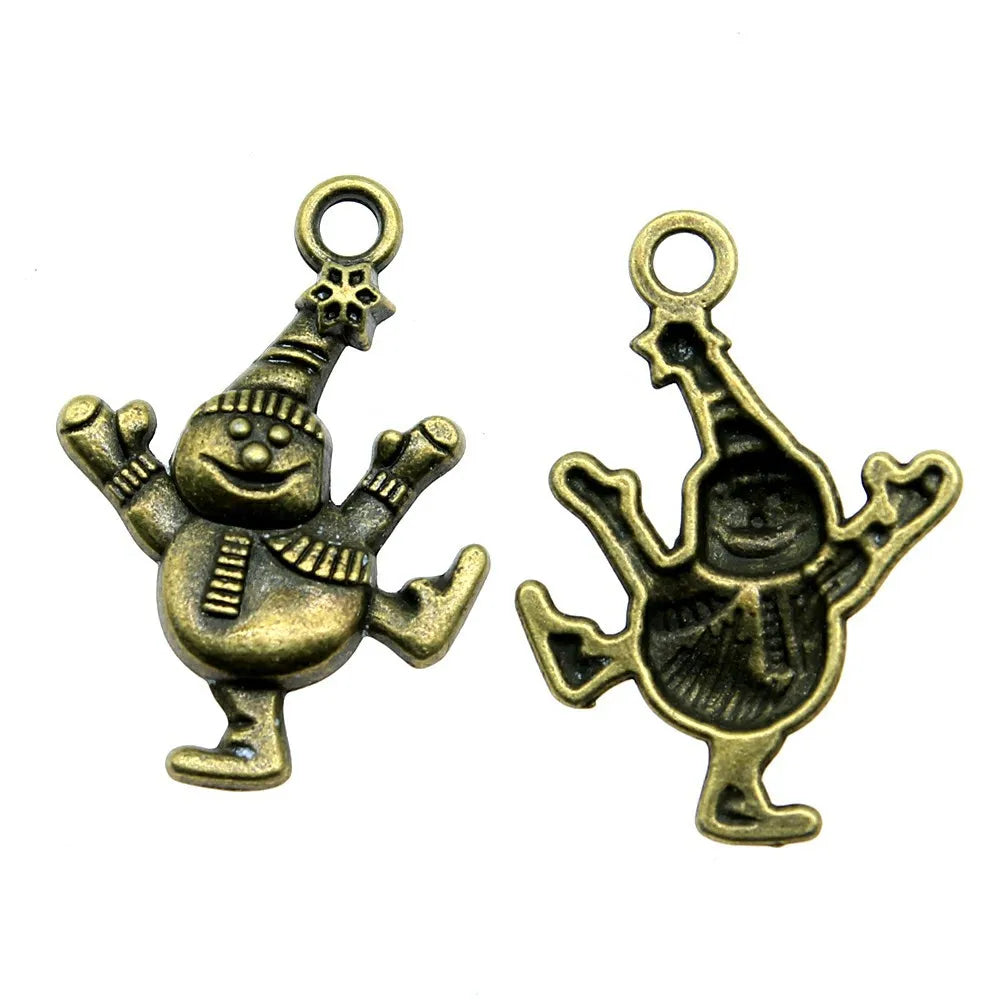 29x20mm 2g Multi-Color Zinc Alloy Snowman Charm Pendant for Christmas Necklace Bracelet Making