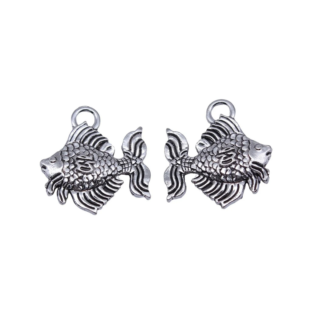 23x21mm 3.7g Antique Silver Zinc Alloy Ornamental Fish Charm Pendant for Necklace Bracelet DIY Jewelry