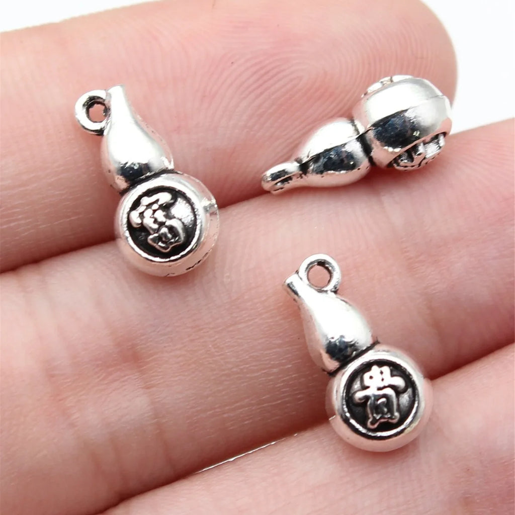 14x7x6.4mm 1.39g Antique Silver Zinc Alloy Gourd Charm Pendant for DIY Necklace Bracelet Jewelry Making