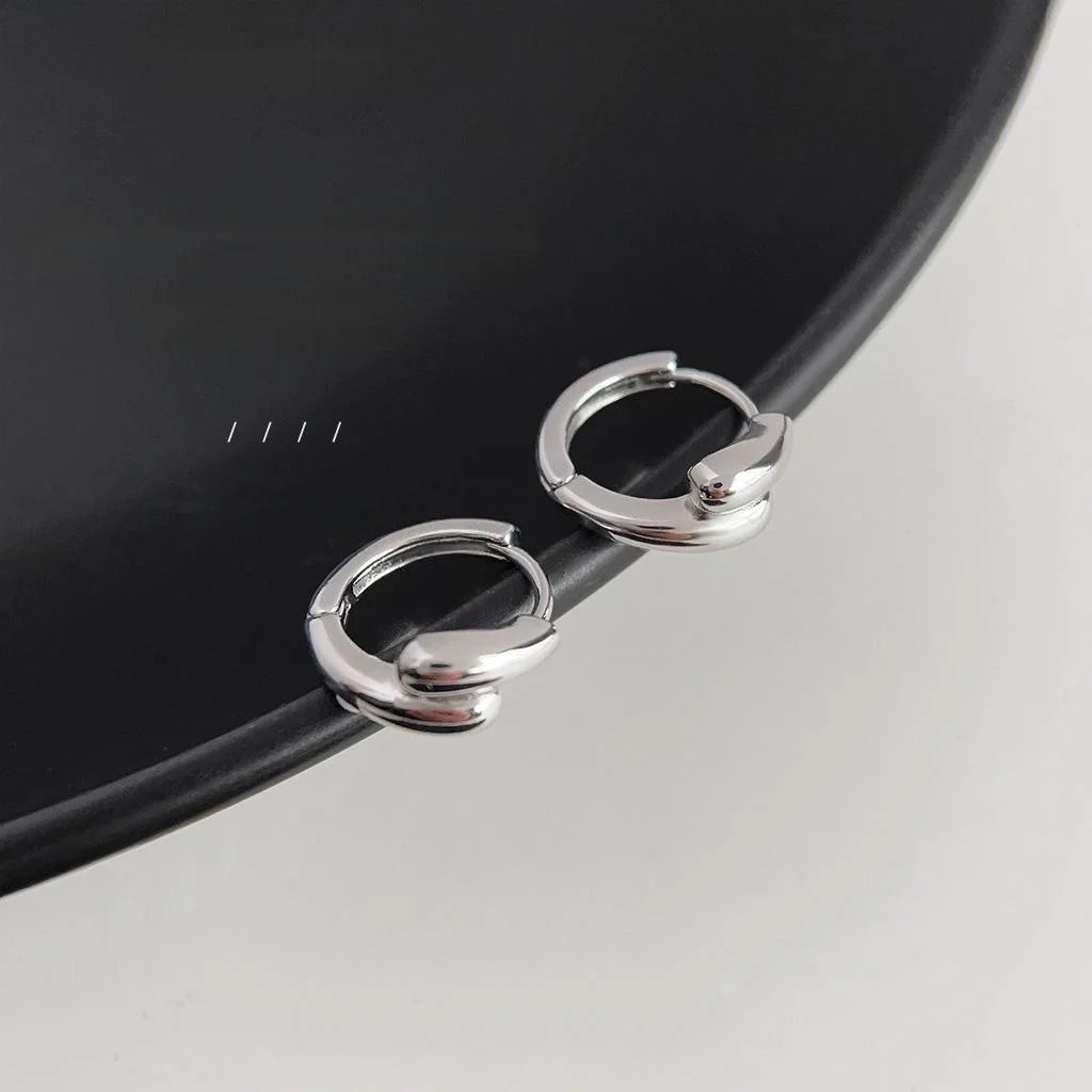 Silver Plated Copper Geometric Round Stud Earrings Minimalist Sweet Cool Daily Jewelry